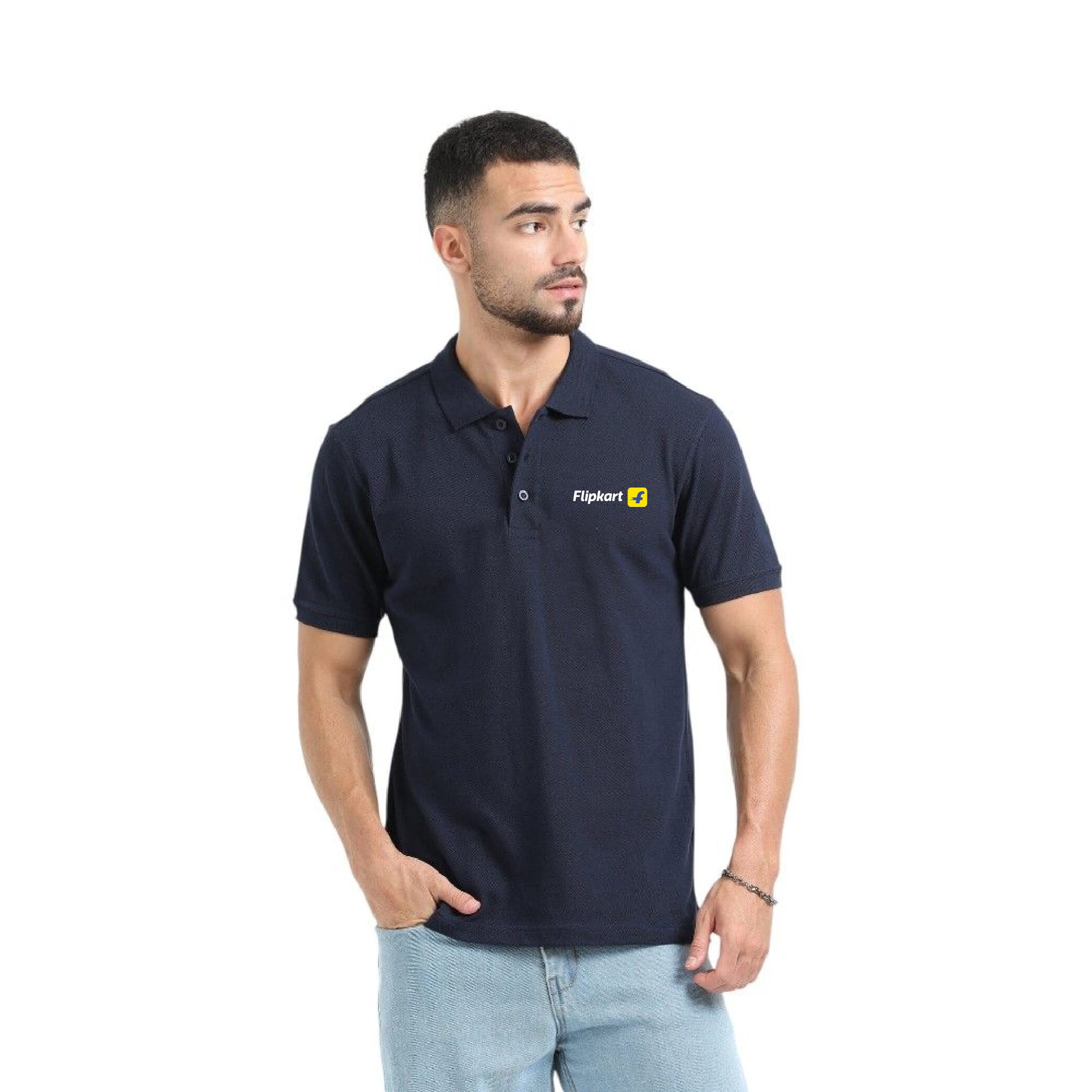 Greys&Blues Organic Polo Plain Tshirt- Navy Blue